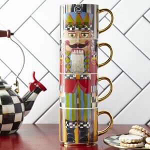 MACKENZIE CHILDS NUTCRACKER MUG TOWER TEAPOT CROWN - LIMITED EDITION - STACKABLE
